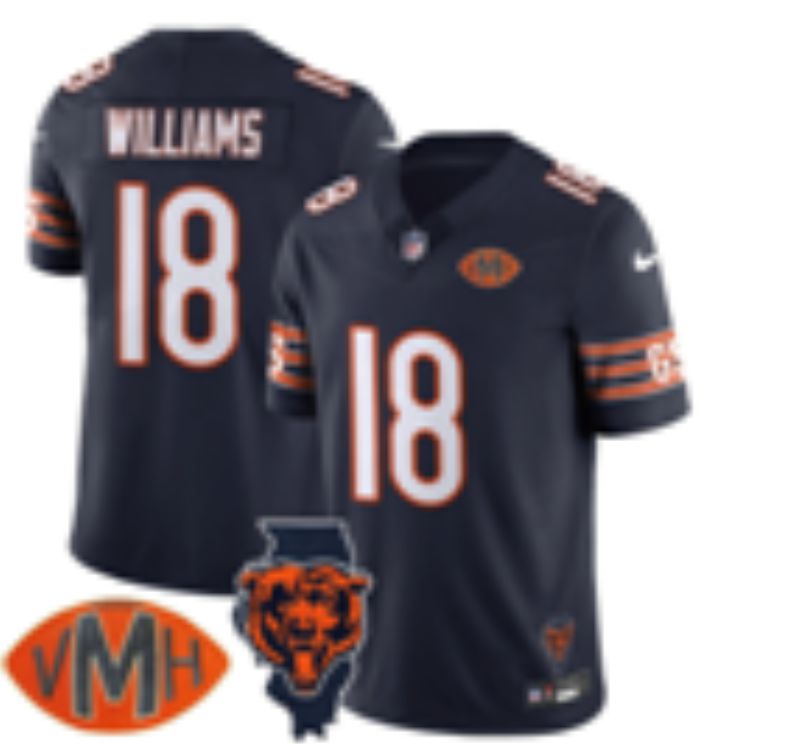 Men 2025 Chicago Bears 18 Williams blue Third Generation Nike Limited NFL Jersey style 01